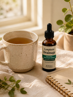 Verdaflow drops with a cup of herbal tea